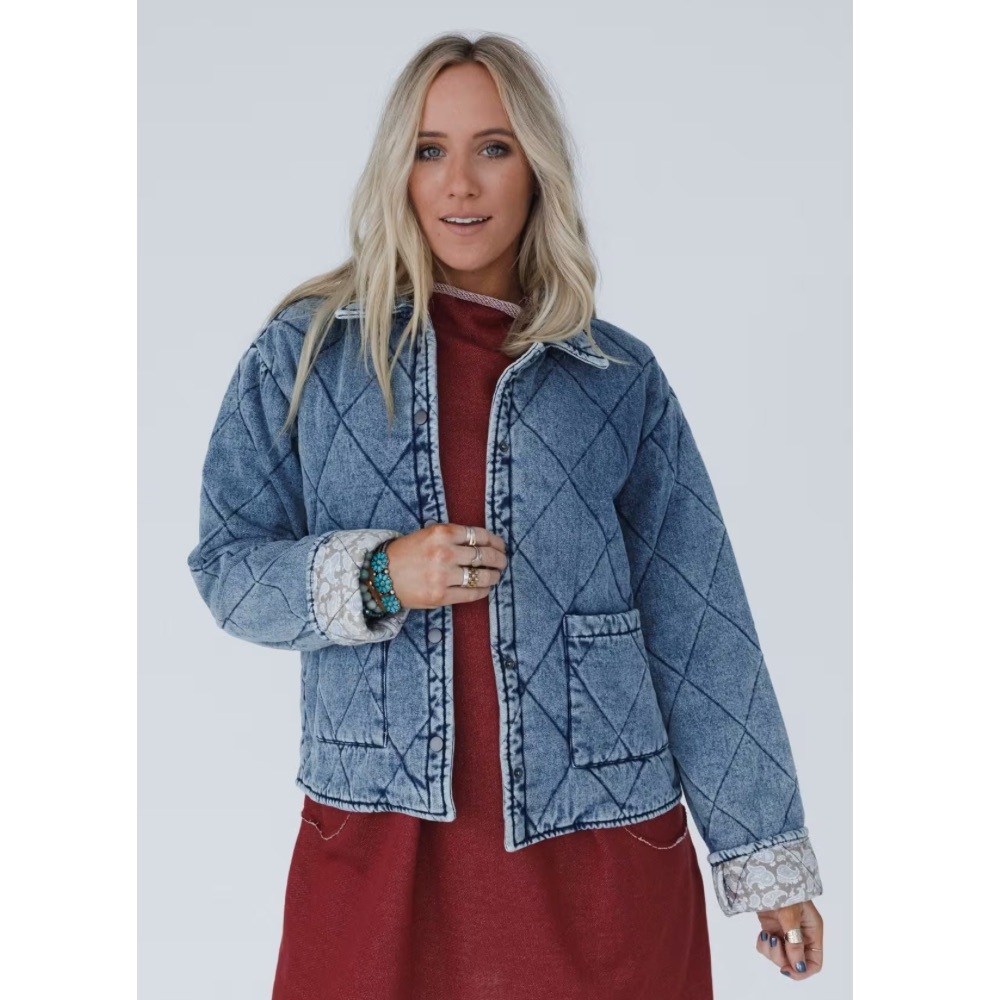 Anniewear Denim Quilted Jacket Sz S